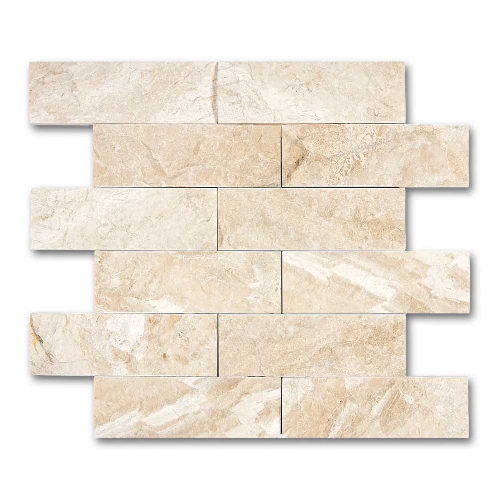 2x6 Diano Royal (Queen Beige) Marble Split-Faced Mosaic Tile