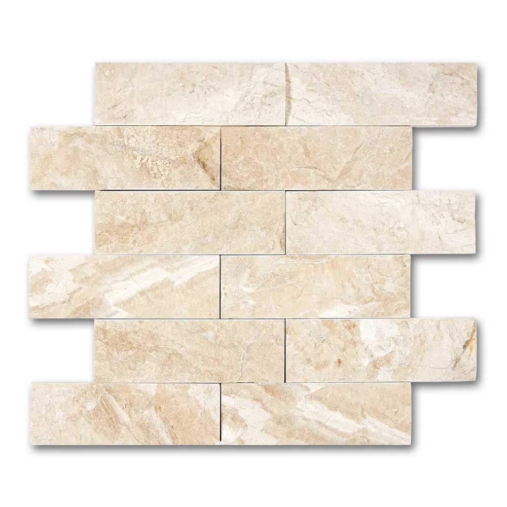 2x6 Diano Royal (Queen Beige) Marble Split-Faced Mosaic Tile