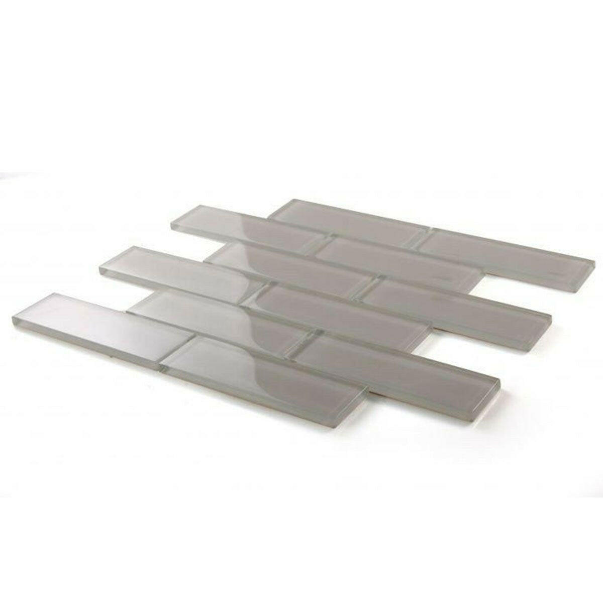 2x6 Oceanhouse Grey Shining Glossy Subway Glass Mosaic Tile 2x6 Oceanhouse Grey Shining Glossy Subway Glass Mosaic Tile - American Tile Depot