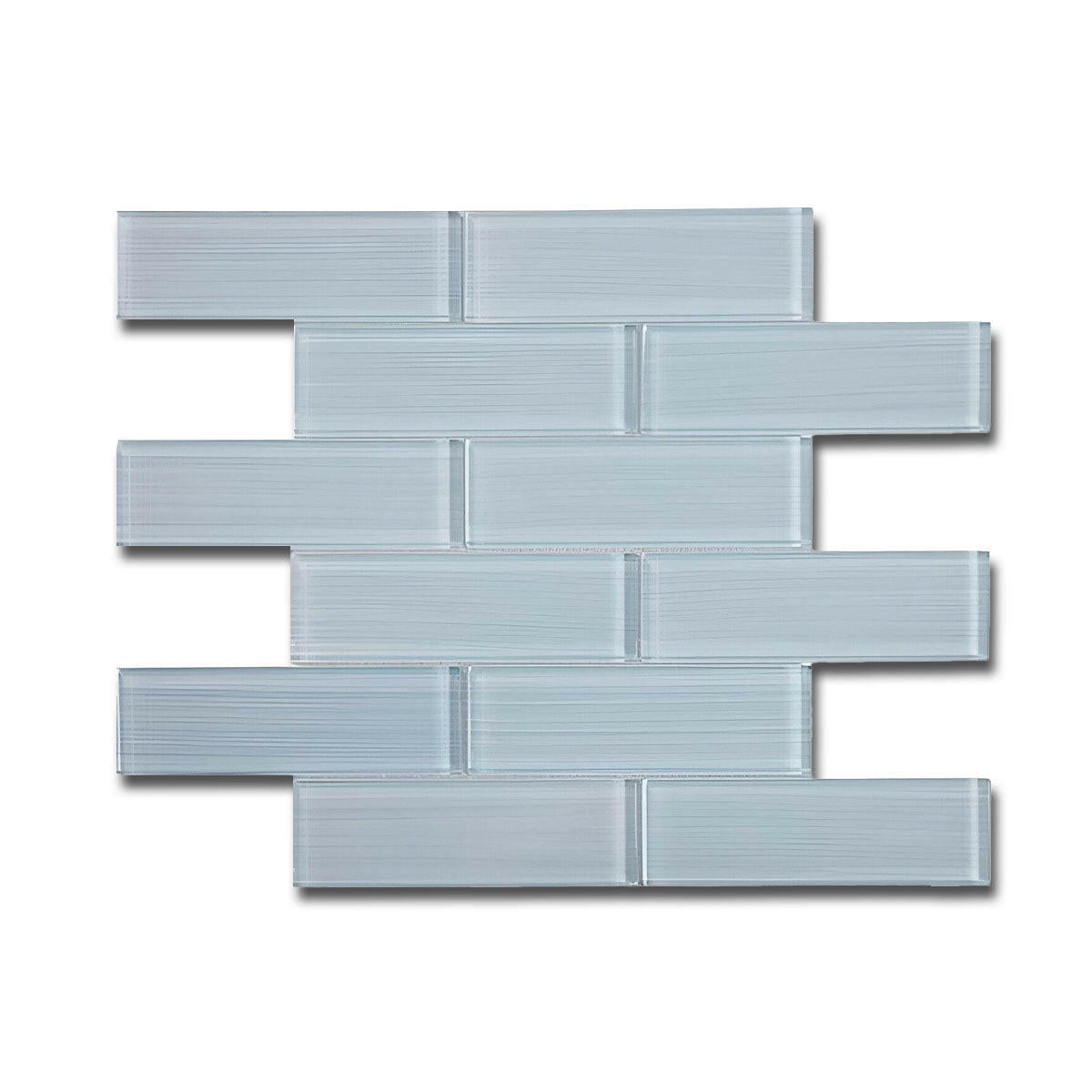 2x6 Oceanhouse Lucy Blue Stroke Glossy Subway Glass Mosaic Tile 2x6 Oceanhouse Lucy Blue Stroke Glossy Subway Glass Mosaic Tile - American Tile Depot