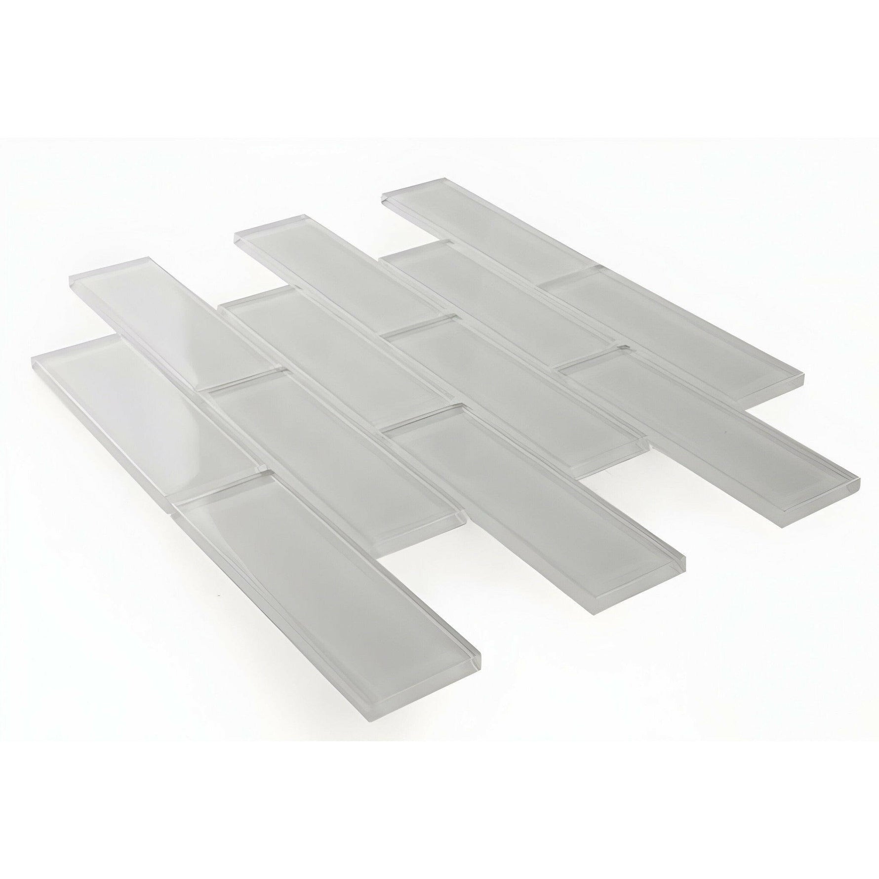 2x6 Oceanhouse White Shining Glossy Subway Glass Mosaic Tile 2x6 Oceanhouse White Shining Glossy Subway Glass Mosaic Tile - American Tile Depot