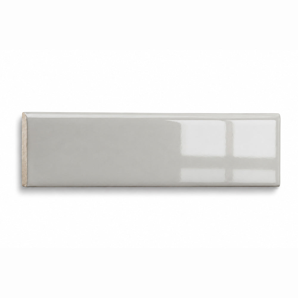 2x6 Palette Tender Gray Glossy Solid Color Ceramic Bullnose Tile - American Tile Depot