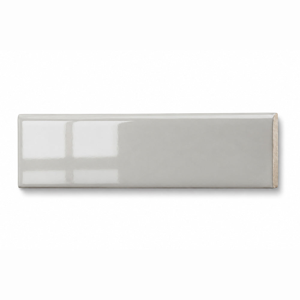 2x6 Palette Tender Gray Glossy Solid Color Ceramic Bullnose Tile - American Tile Depot