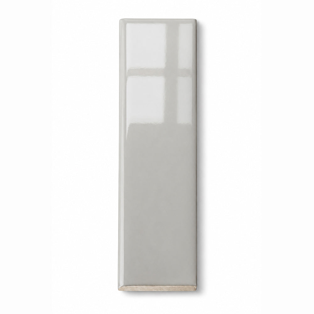 2x6 Palette Tender Gray Glossy Solid Color Ceramic Bullnose Tile - American Tile Depot