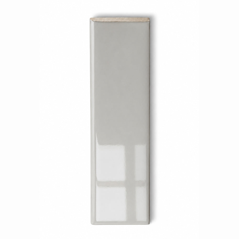 2x6 Palette Tender Gray Glossy Solid Color Ceramic Bullnose Tile - American Tile Depot