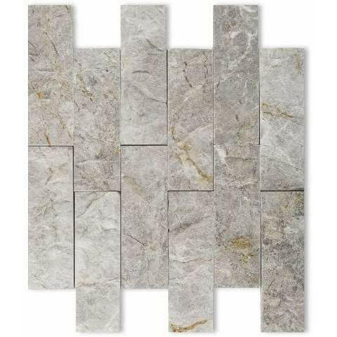 2x6 Tundra Gray (Atlantic Gray) Marble Split-Faced Mosaic Tile 2x6 Tundra Gray (Atlantic Gray) Marble Split-Faced Mosaic Tile - American Tile Depot