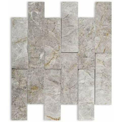 2x6 Tundra Gray (Atlantic Gray) Marble Split-Faced Mosaic Tile 2x6 Tundra Gray (Atlantic Gray) Marble Split-Faced Mosaic Tile - American Tile Depot