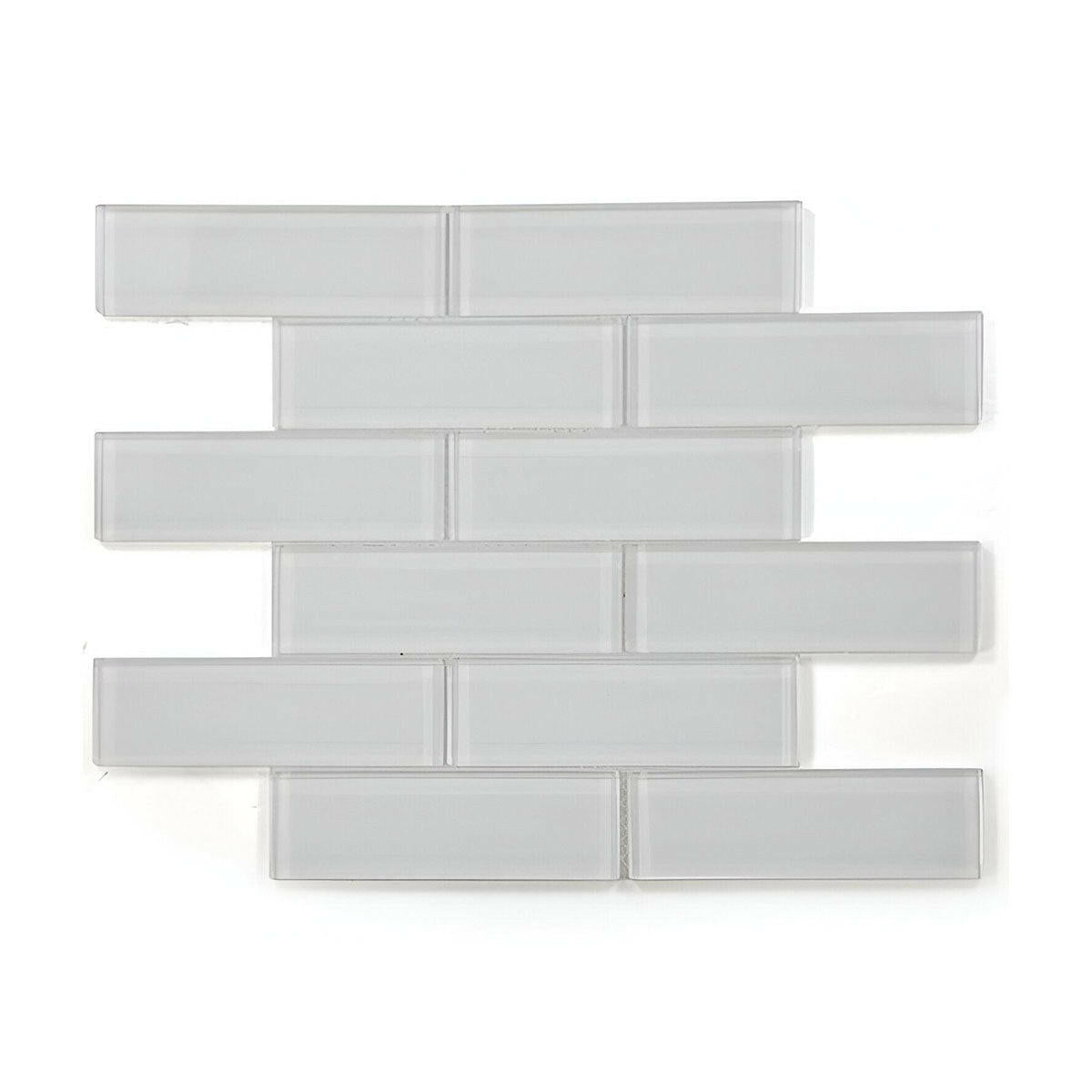 2x6 Oceanhouse White Shining Glossy Subway Glass Mosaic Tile