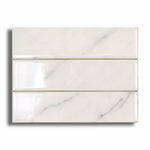 2x8 Lumina Bianco Glossy Marble Look Ceramic Tile - American Tile Depot