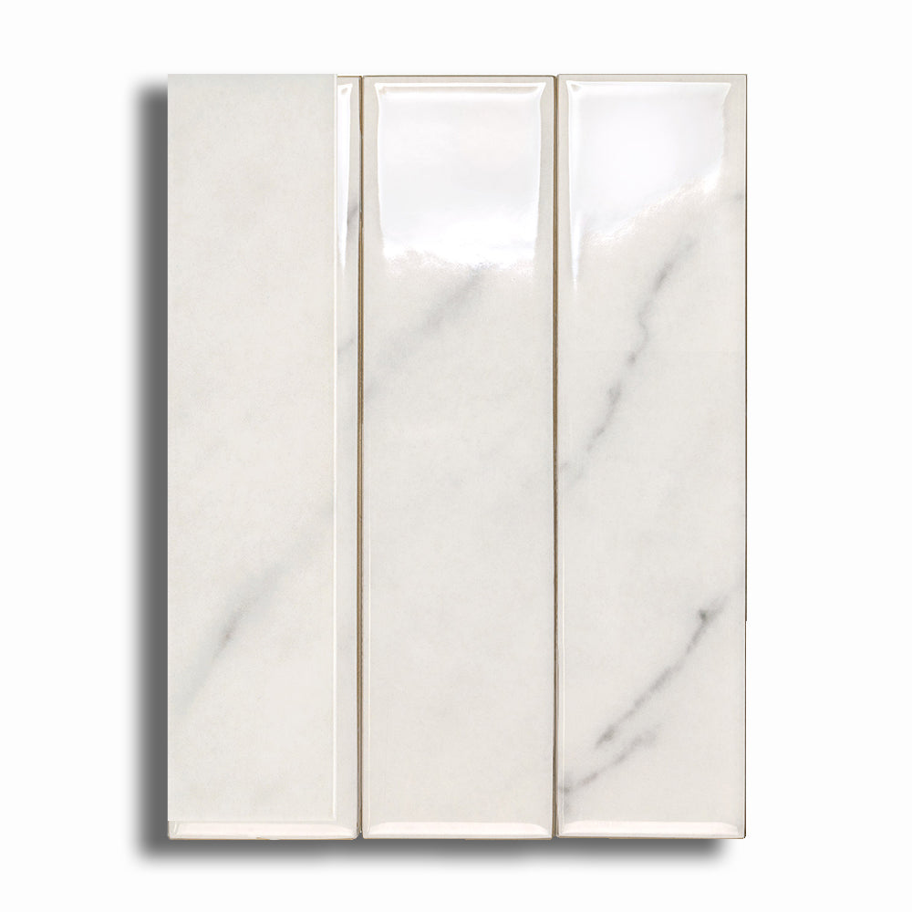 2x8 Lumina Bianco Glossy Marble Look Ceramic Tile - American Tile Depot