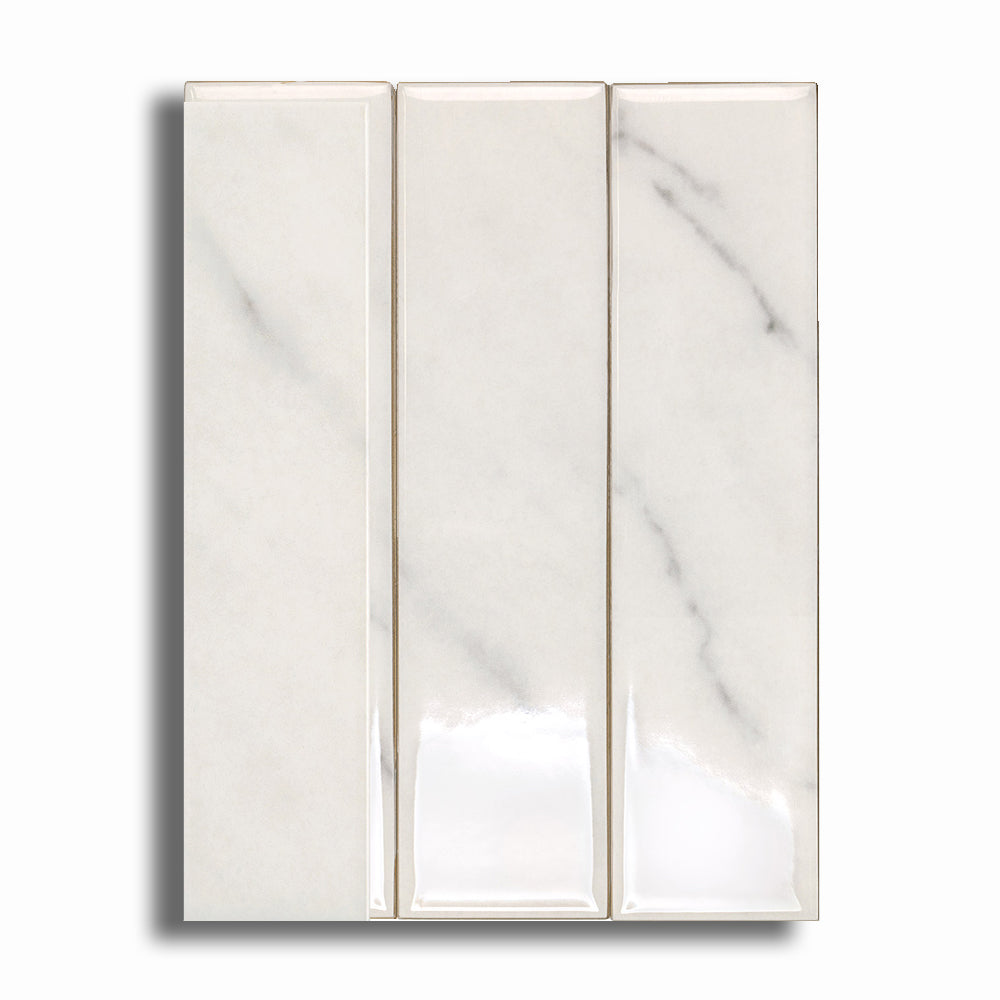 2x8 Lumina Bianco Glossy Marble Look Ceramic Tile - American Tile Depot