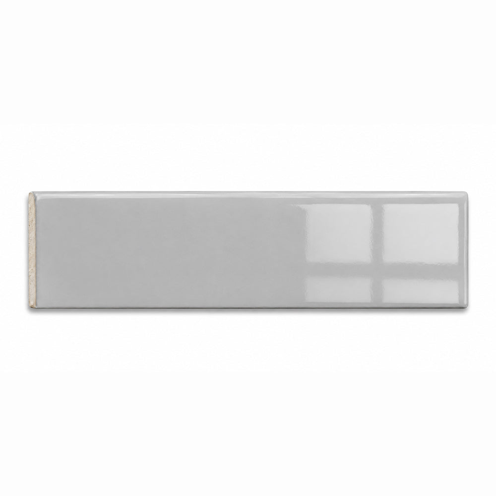 2x8 Palette Tender Gray Glossy Solid Color Ceramic Bullnose Tile - American Tile Depot