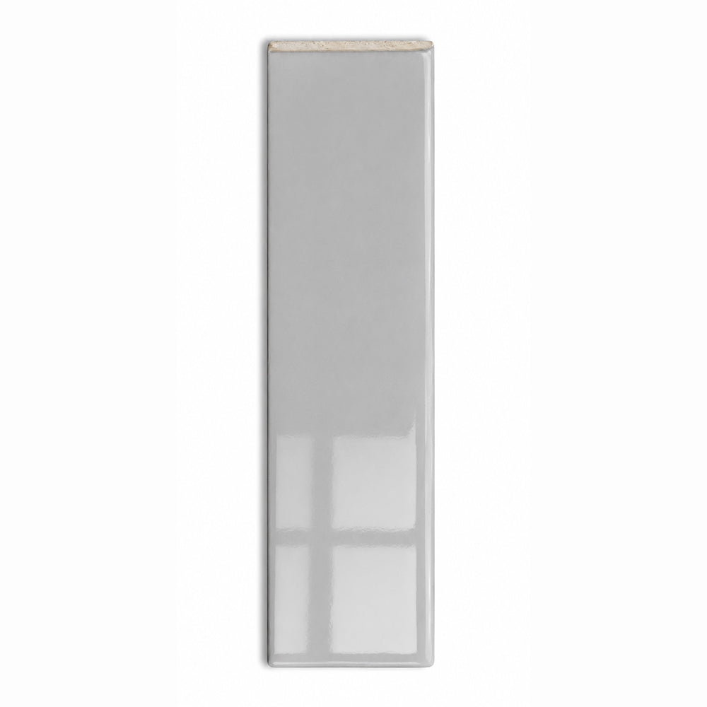 2x8 Palette Tender Gray Glossy Solid Color Ceramic Bullnose Tile - American Tile Depot