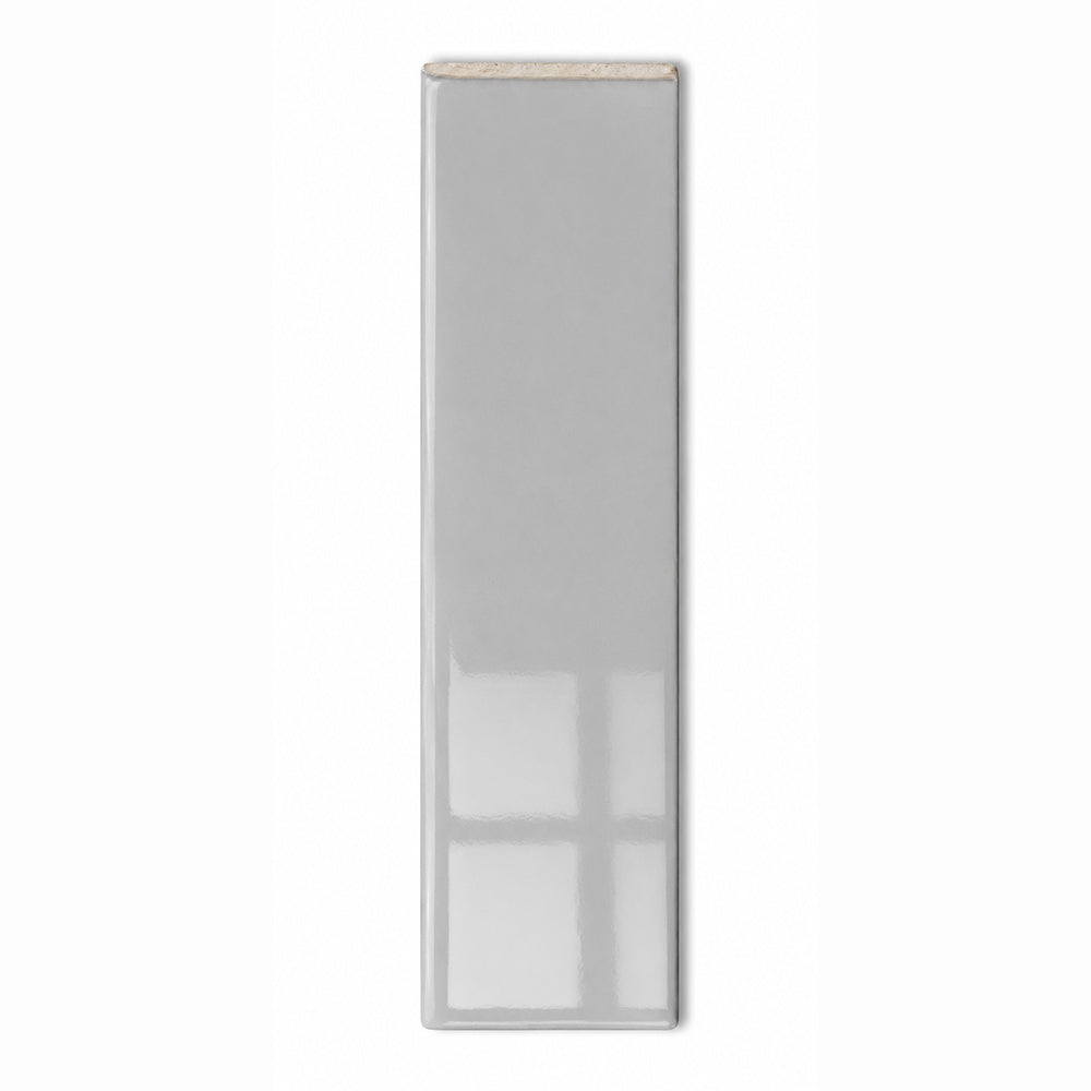 2x8 Palette Tender Gray Glossy Solid Color Ceramic Bullnose Tile - American Tile Depot