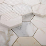 3" Beehive Calacatta Gold Honed Hexagon Marble Mosaic Tile 3" Beehive Calacatta Gold Honed Hexagon Marble Mosaic Tile - American Tile Depot