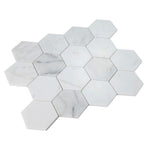 3" Beehive Calacatta White Honed Hexagon Marble Mosaic Tile 3" Beehive Calacatta White Honed Hexagon Marble Mosaic Tile - American Tile Depot