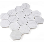 3" Beehive Carrara Honed Hexagon Marble Mosaic Tile 3" Beehive Carrara Honed Hexagon Marble Mosaic Tile - American Tile Depot
