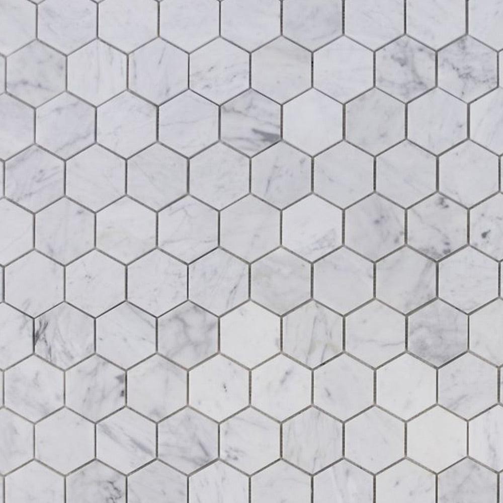 3" Beehive Carrara Polished Hexagon Marble Mosaic Tile 3" Beehive Carrara Polished Hexagon Marble Mosaic Tile - American Tile Depot