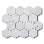 3" Beehive Carrara Polished Hexagon Marble Mosaic Tile 3" Beehive Carrara Polished Hexagon Marble Mosaic Tile - American Tile Depot