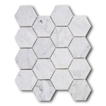 3" Beehive Carrara Polished Hexagon Marble Mosaic Tile 3" Beehive Carrara Polished Hexagon Marble Mosaic Tile - American Tile Depot