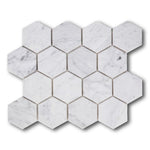 3" Beehive Carrara Polished Hexagon Marble Mosaic Tile 3" Beehive Carrara Polished Hexagon Marble Mosaic Tile - American Tile Depot