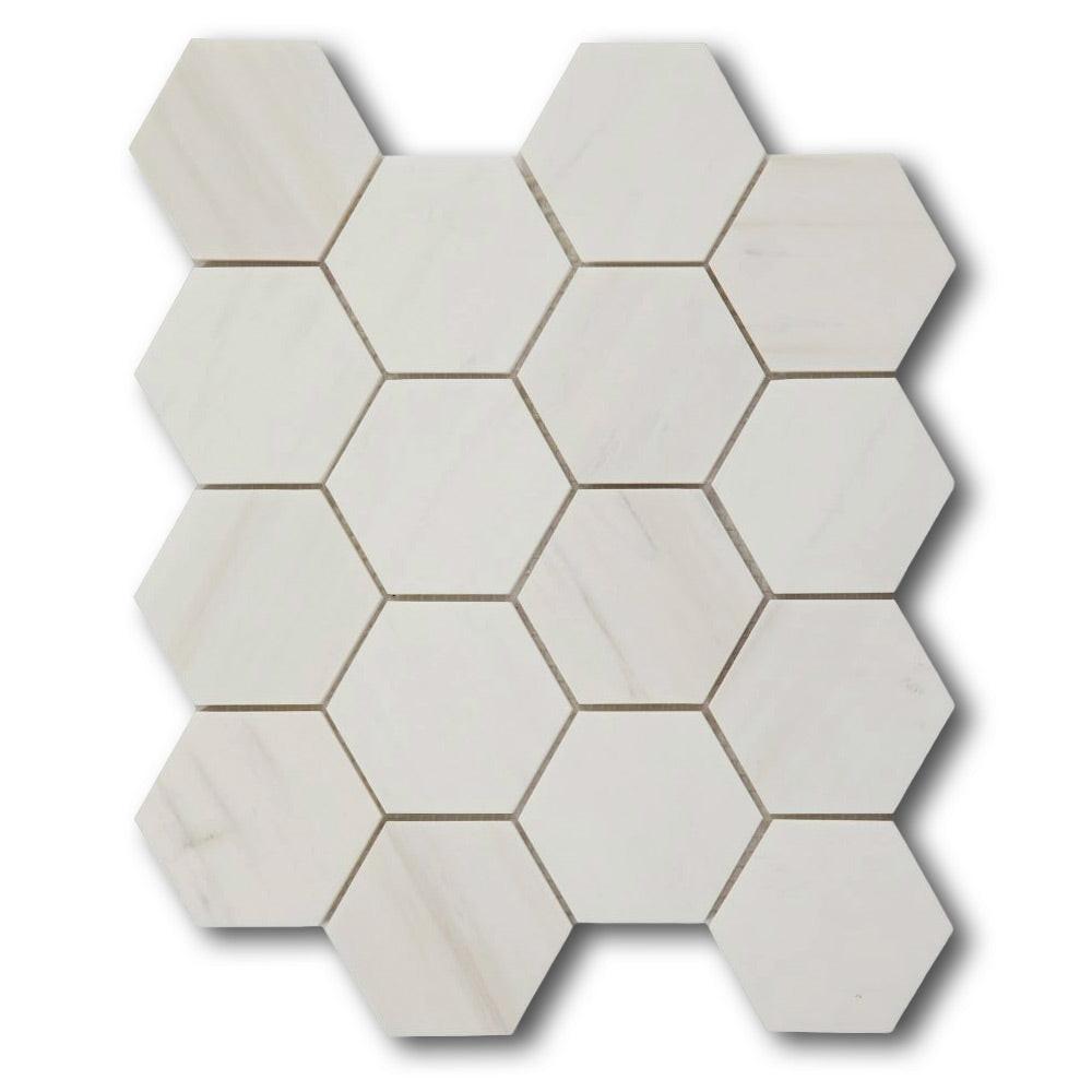 3" Beehive Dolomite Honed Hexagon Marble Mosaic Tile 3" Beehive Dolomite Honed Hexagon Marble Mosaic Tile - American Tile Depot