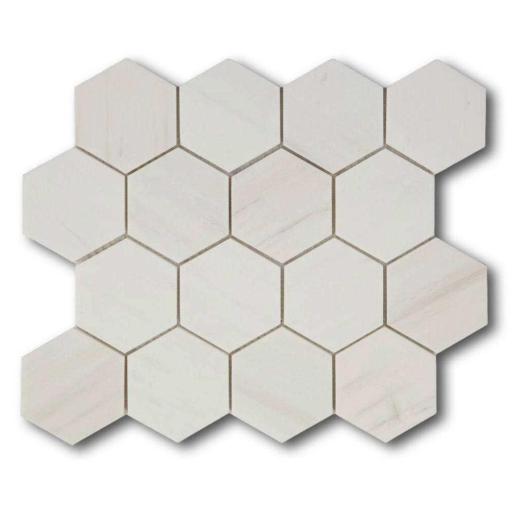 3" Beehive Dolomite Honed Hexagon Marble Mosaic Tile 3" Beehive Dolomite Honed Hexagon Marble Mosaic Tile - American Tile Depot
