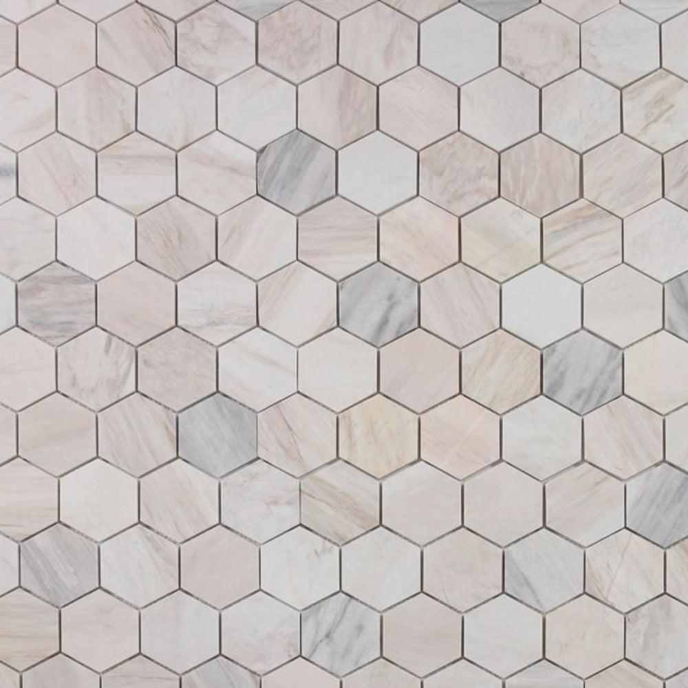 3" Beehive Eura Honed (Eurasian) Hexagon Marble Mosaic Tile 3" Beehive Eura Honed (Eurasian) Hexagon Marble Mosaic Tile - American Tile Depot