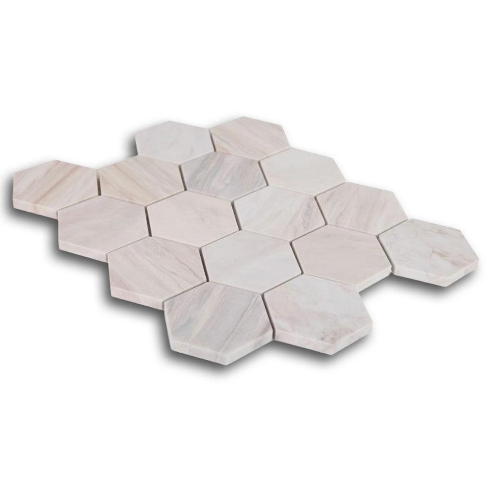 3" Beehive Eura Honed (Eurasian) Hexagon Marble Mosaic Tile 3" Beehive Eura Honed (Eurasian) Hexagon Marble Mosaic Tile - American Tile Depot