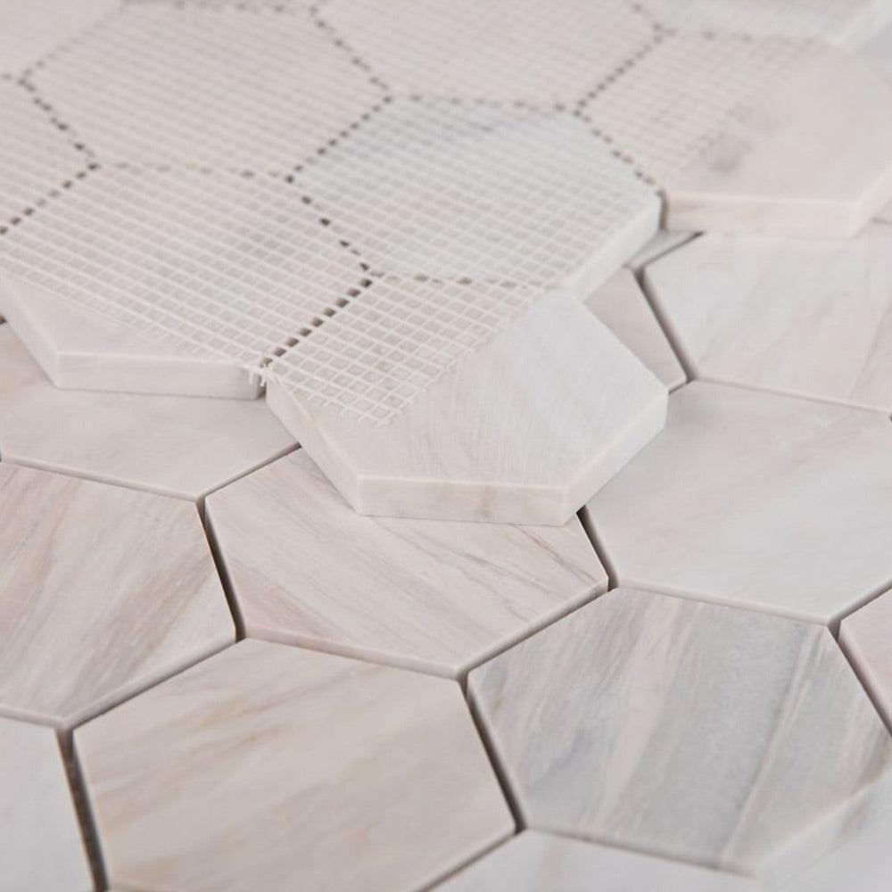 3" Beehive Eura Honed (Eurasian) Hexagon Marble Mosaic Tile 3" Beehive Eura Honed (Eurasian) Hexagon Marble Mosaic Tile - American Tile Depot