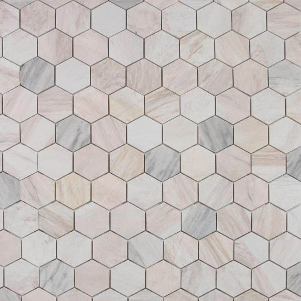 3" Beehive Eura Honed (Eurasian) Hexagon Marble Mosaic Tile 3" Beehive Eura Honed (Eurasian) Hexagon Marble Mosaic Tile - American Tile Depot