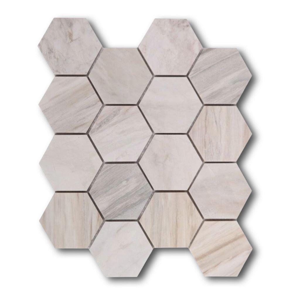 3" Beehive Eura Honed (Eurasian) Hexagon Marble Mosaic Tile 3" Beehive Eura Honed (Eurasian) Hexagon Marble Mosaic Tile - American Tile Depot