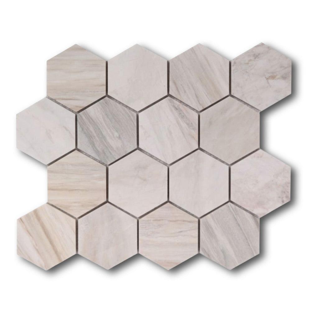 3" Beehive Eura Honed (Eurasian) Hexagon Marble Mosaic Tile 3" Beehive Eura Honed (Eurasian) Hexagon Marble Mosaic Tile - American Tile Depot