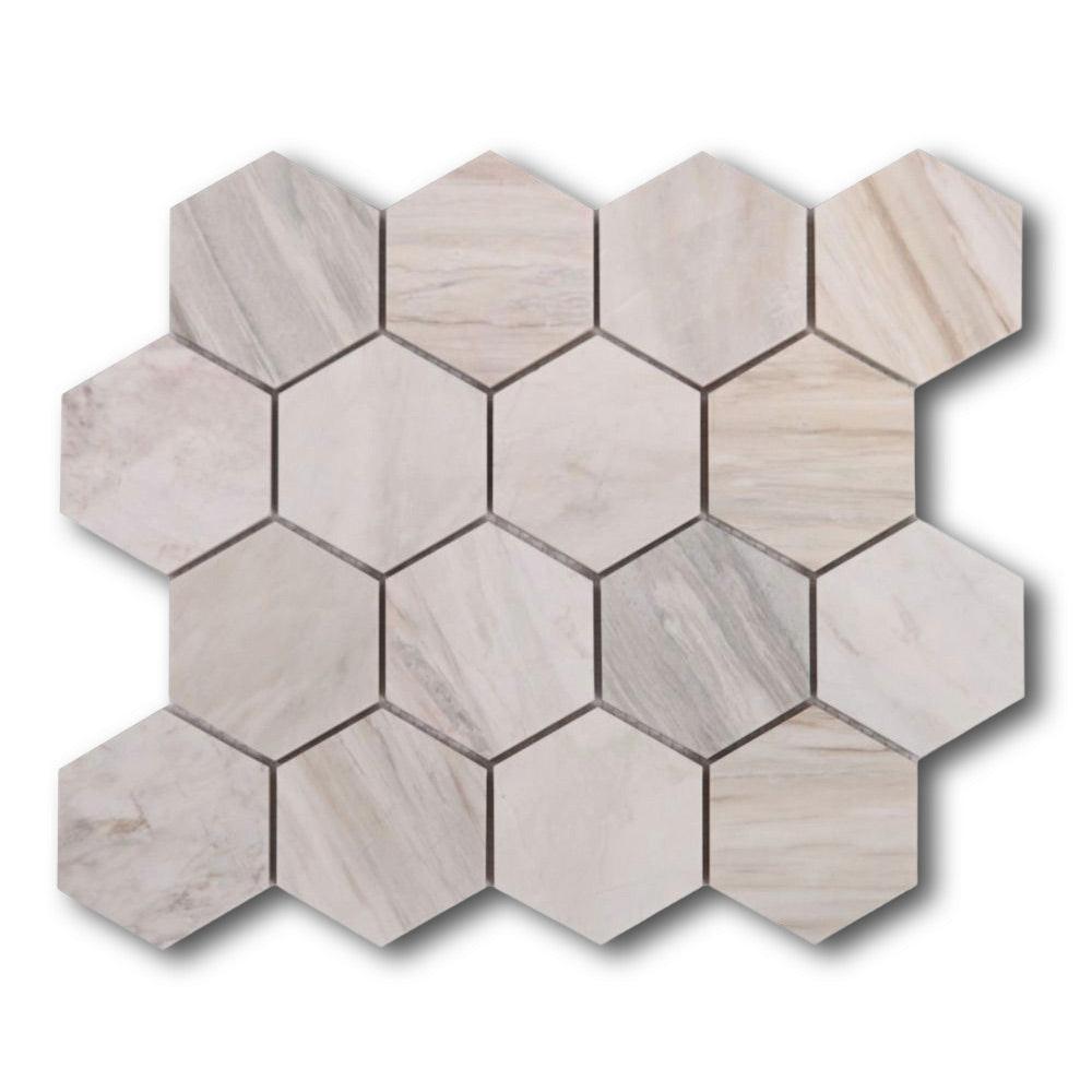 3" Beehive Eura Honed (Eurasian) Hexagon Marble Mosaic Tile 3" Beehive Eura Honed (Eurasian) Hexagon Marble Mosaic Tile - American Tile Depot