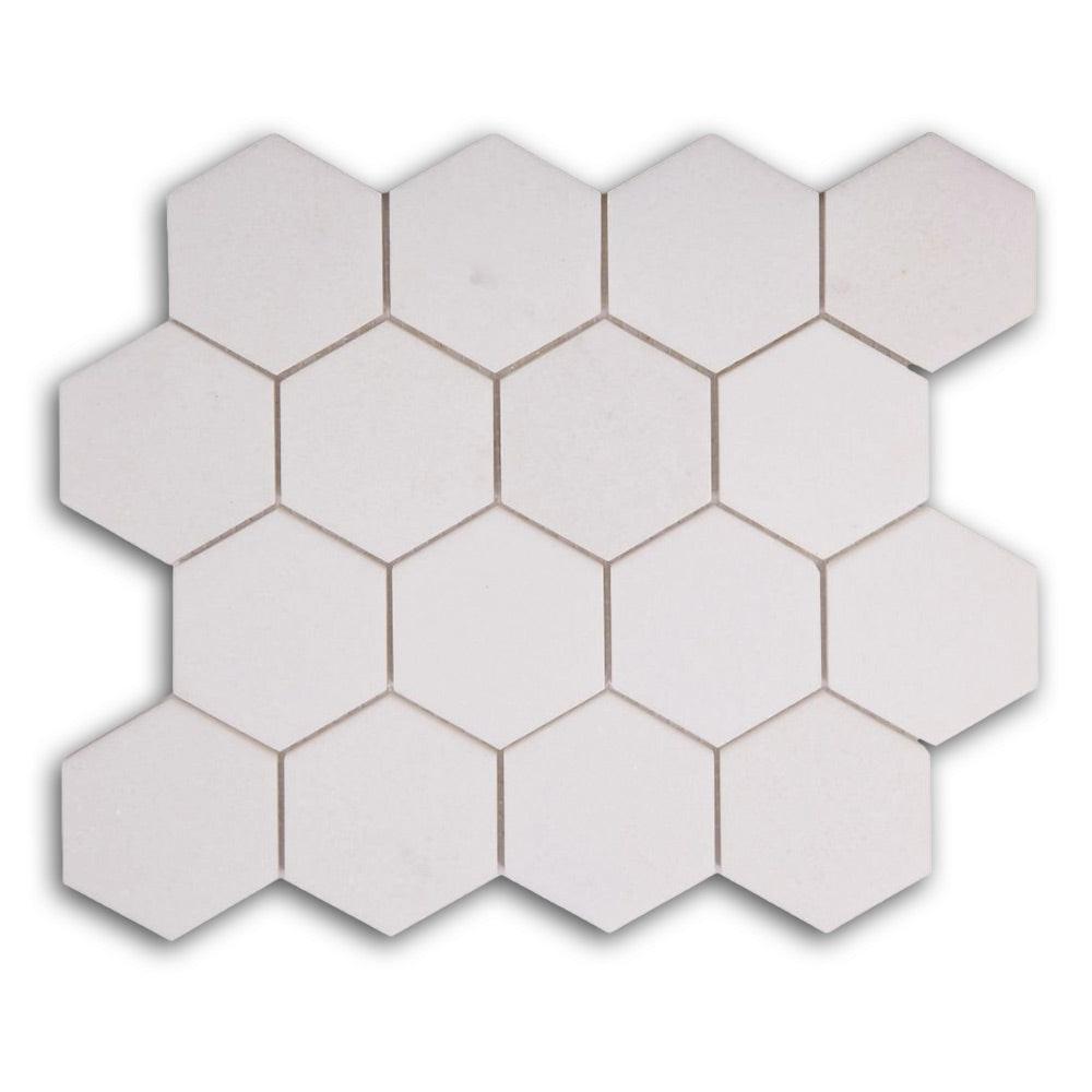 3" Beehive Thassos Polished Hexagon Marble Mosaic Tile 3" Beehive Thassos Polished Hexagon Marble Mosaic Tile - American Tile Depot