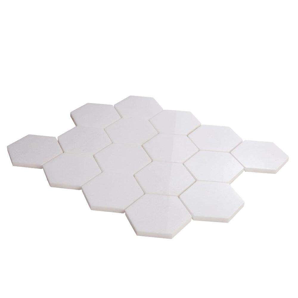 3" Beehive Thassos Polished Hexagon Marble Mosaic Tile 3" Beehive Thassos Polished Hexagon Marble Mosaic Tile - American Tile Depot