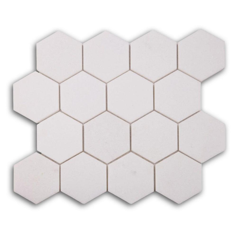 3" Beehive Thassos Polished Hexagon Marble Mosaic Tile 3" Beehive Thassos Polished Hexagon Marble Mosaic Tile - American Tile Depot
