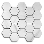 3" Borneo Dolomite Premium Matte Hexagon Marble Laminated Porcelain Mosaic Tile 3" Borneo Dolomite Premium Matte Hexagon Marble Laminated Porcelain Mosaic Tile - American Tile Depot