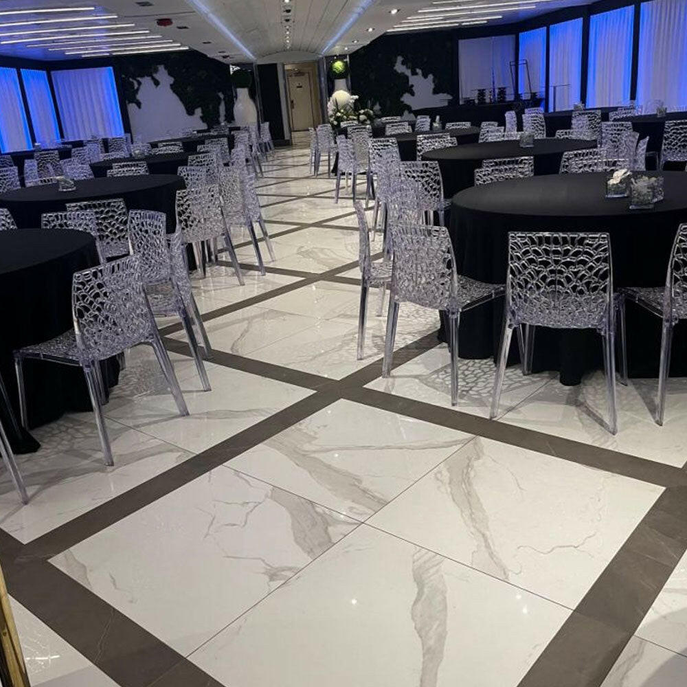 30x30 Virello Calacatta Lucido Polished Marble Look Porcelain Tile 30x30 Virello Calacatta Lucido Polished Marble Look Porcelain Tile - American Tile Depot