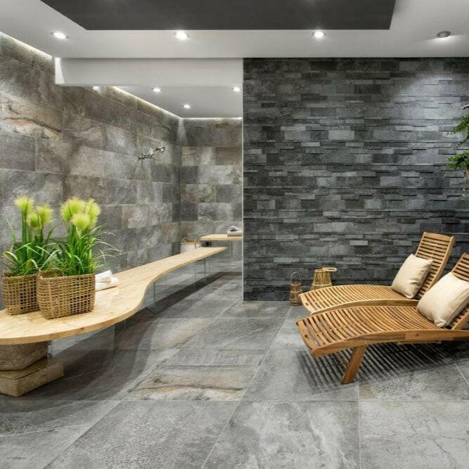 32x32 Ascendra Gray Matte Travertine Look Porcelain Tile 32x32 Ascendra Gray Matte Travertine Look Porcelain Tile - American Tile Depot