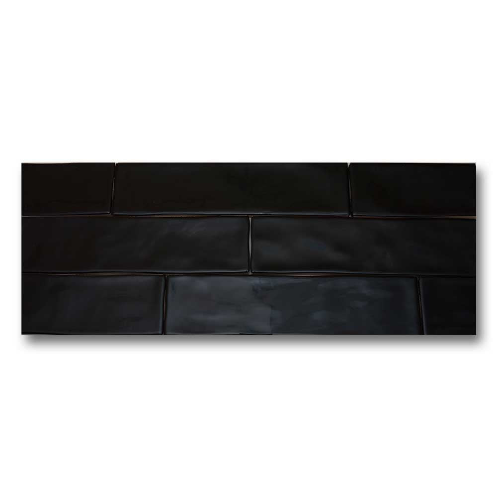 3x12 Bronx Nero Glossy Solid Color Porcelain Tile