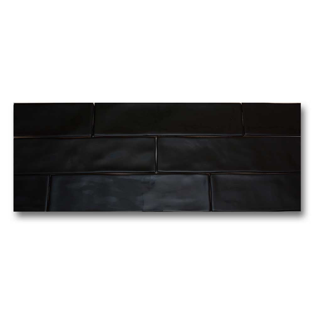 3x12 Bronx Nero Glossy Solid Color Porcelain Tile