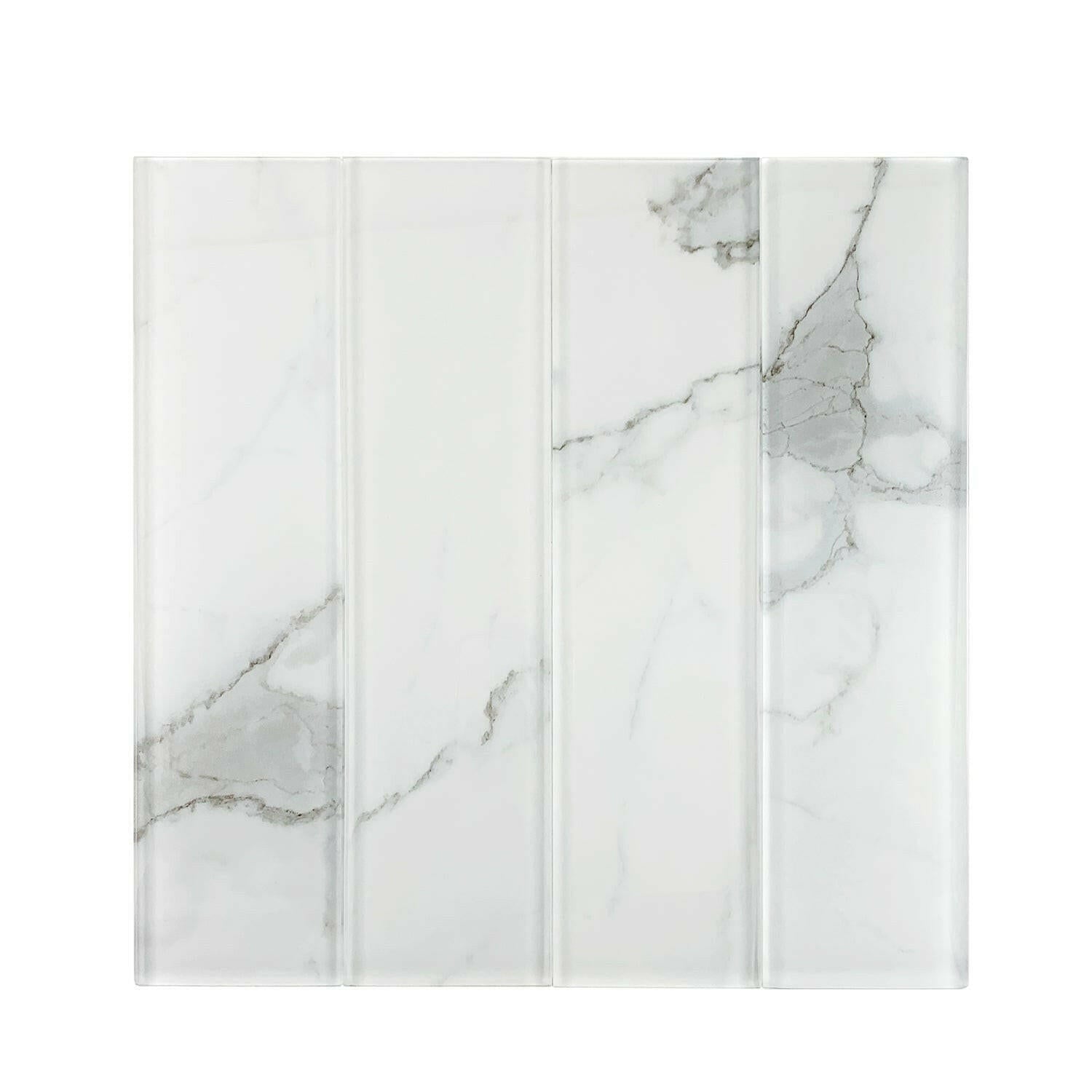 3x12 Calacatta Gold Marble Look Glass Subway Tile 3x12 Calacatta Gold Marble Look Glass Subway Tile - American Tile Depot