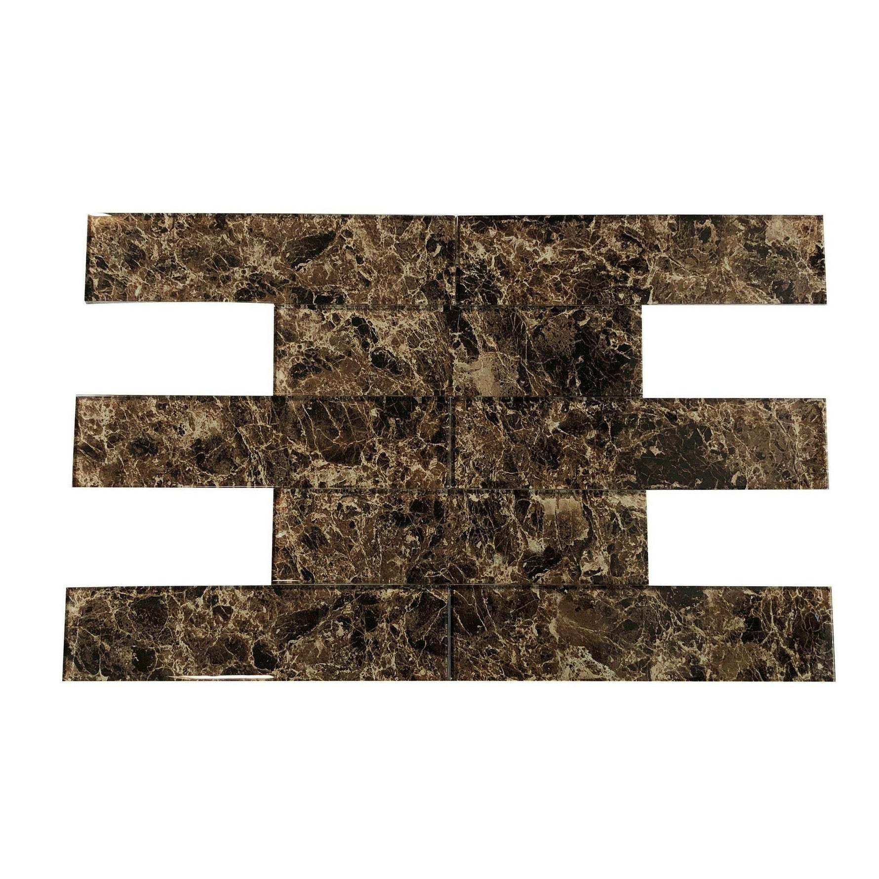 3x12 Emperador Marble Look Glass Subway Tile 3x12 Emperador Marble Look Glass Subway Tile - American Tile Depot