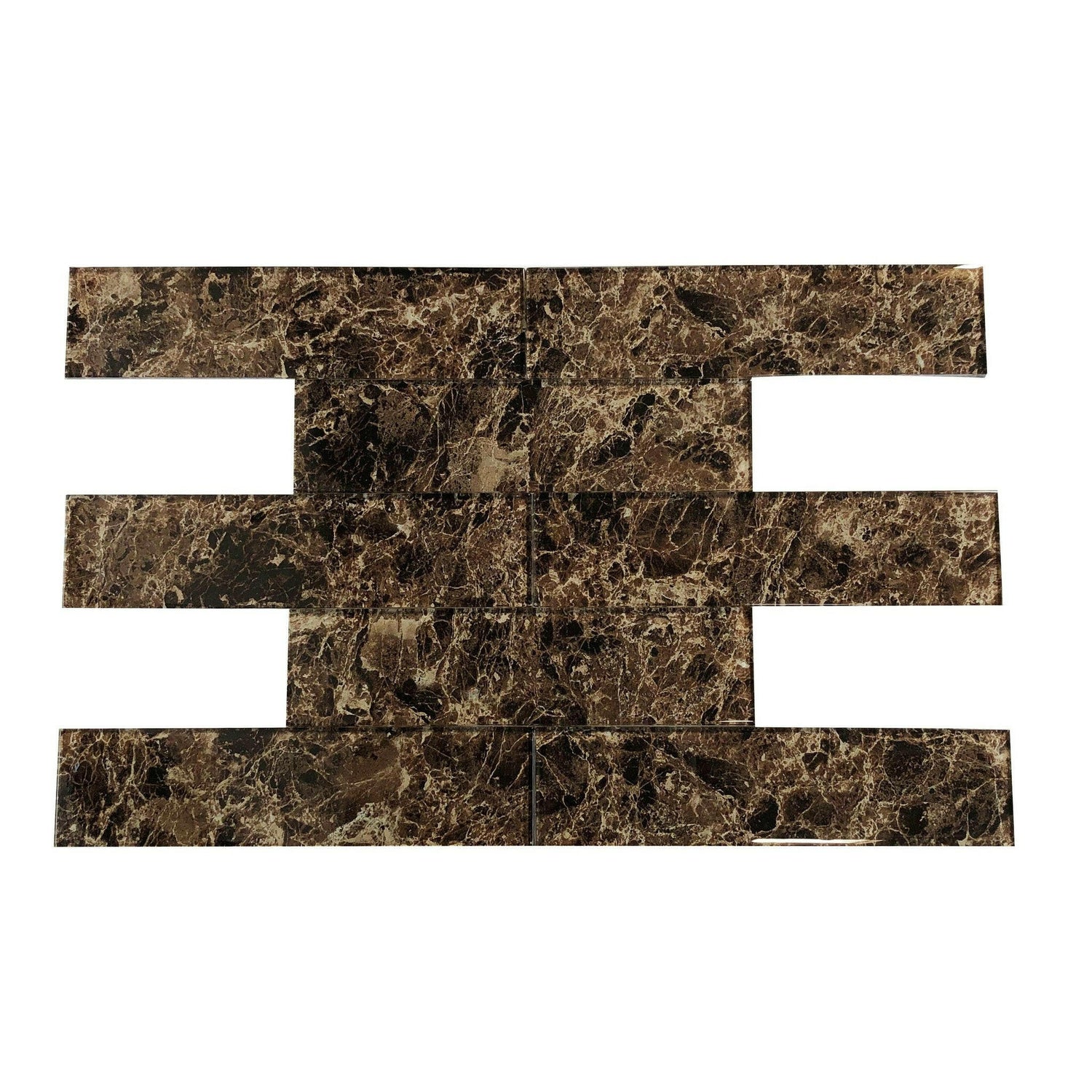 3x12 Emperador Marble Look Glass Subway Tile 3x12 Emperador Marble Look Glass Subway Tile - American Tile Depot