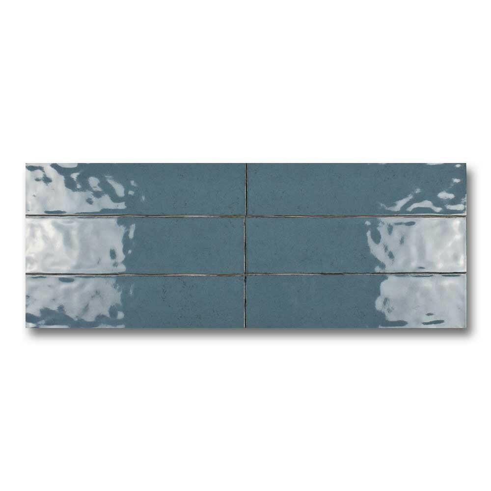 3x12 Faience Blue Concrete Look Glossy Ceramic Wall Tile 3x12 Faience Blue Concrete Look Glossy Ceramic Wall Tile - American Tile Depot
