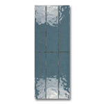 3x12 Faience Blue Concrete Look Glossy Ceramic Wall Tile 3x12 Faience Blue Concrete Look Glossy Ceramic Wall Tile - American Tile Depot