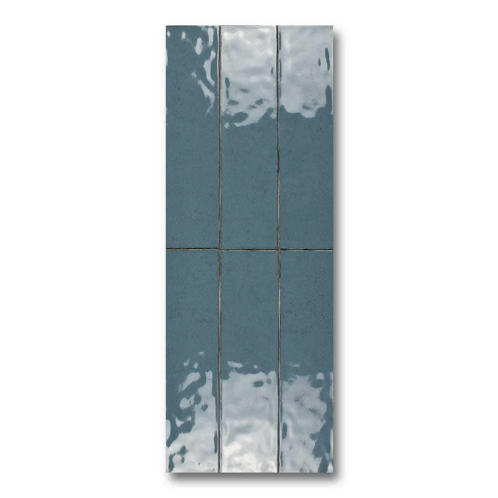 3x12 Faience Blue Concrete Look Glossy Ceramic Wall Tile 3x12 Faience Blue Concrete Look Glossy Ceramic Wall Tile - American Tile Depot