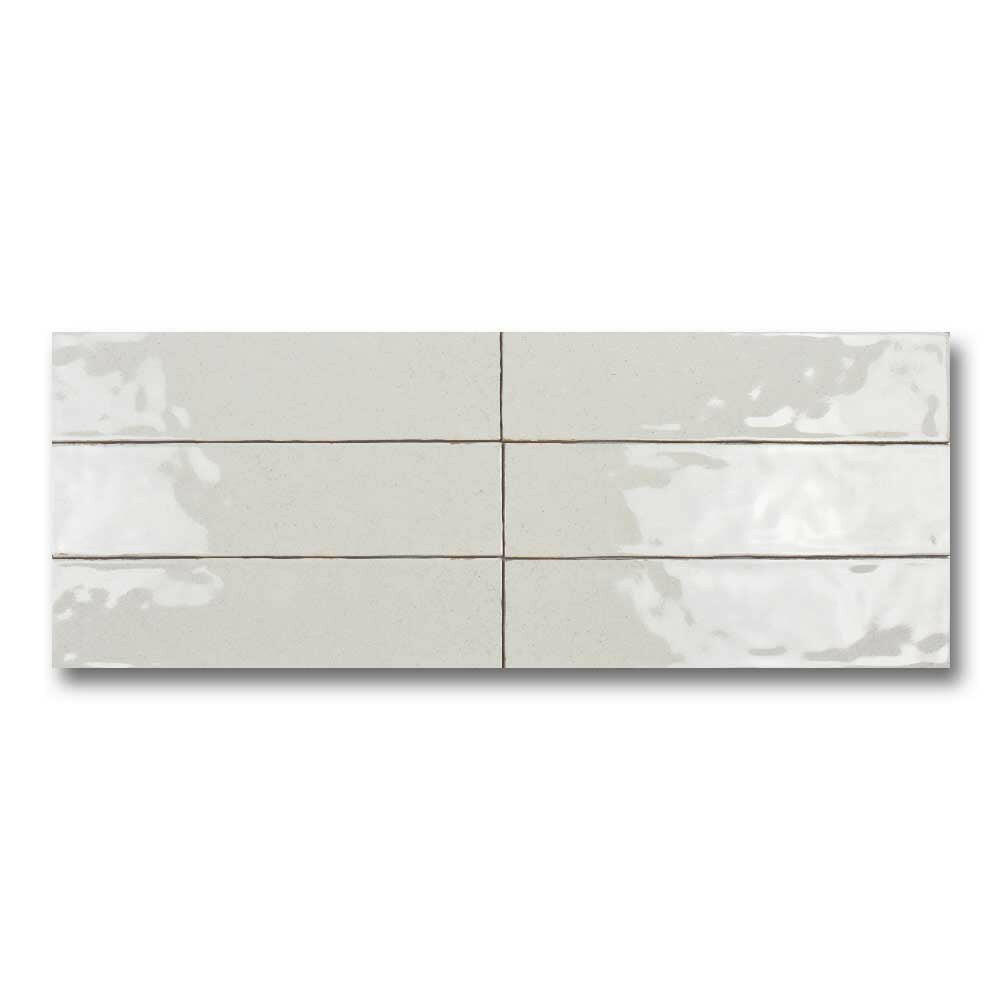 3x12 Faience White Concrete Look Glossy Ceramic Wall Tile