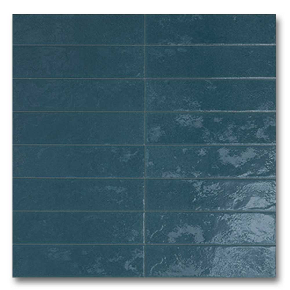3x12 Regoli Blu Glossy Solid Look Porcelain Tile